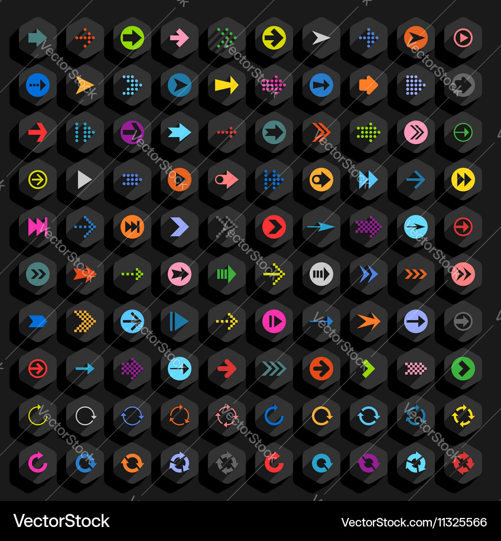 Flat arrow icon hexagon web button Royalty Free Vector Image