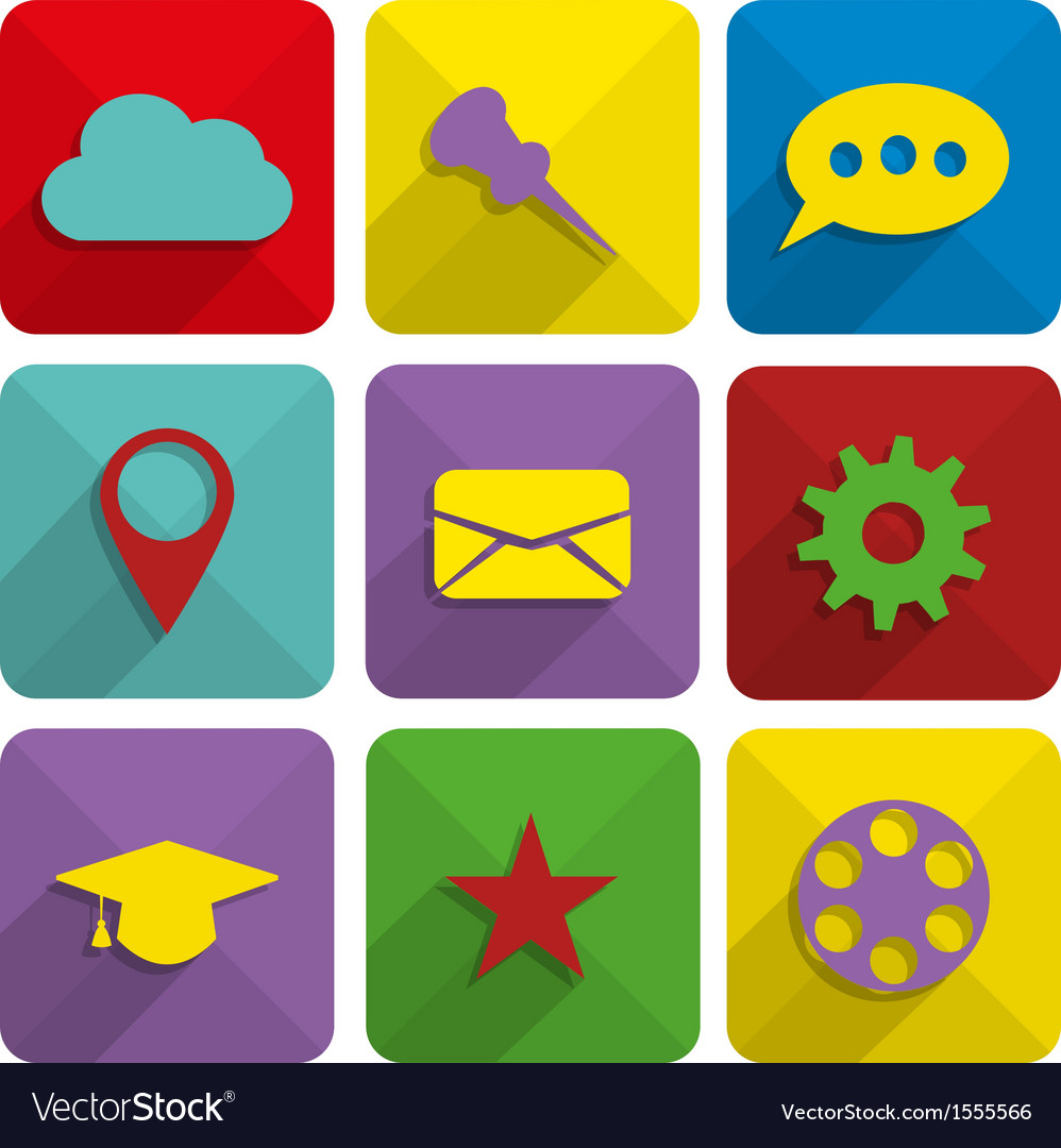 Flat web icons with long shadows