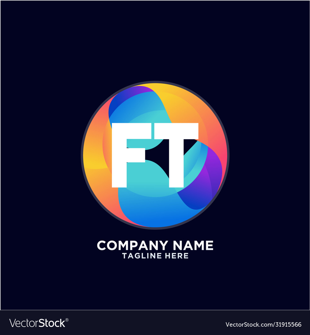 Ft initial logo with colorful circle template Vector Image