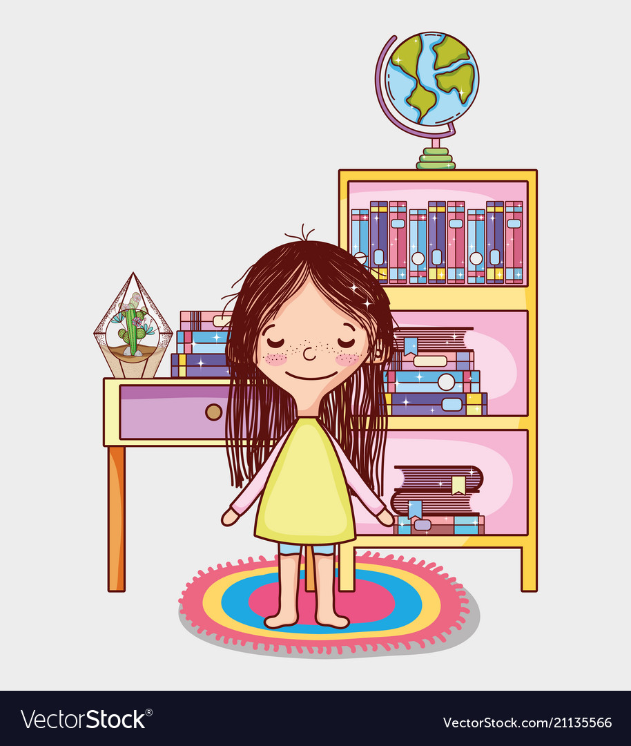 Girl With Books Cartoons Royalty Free Vector Image