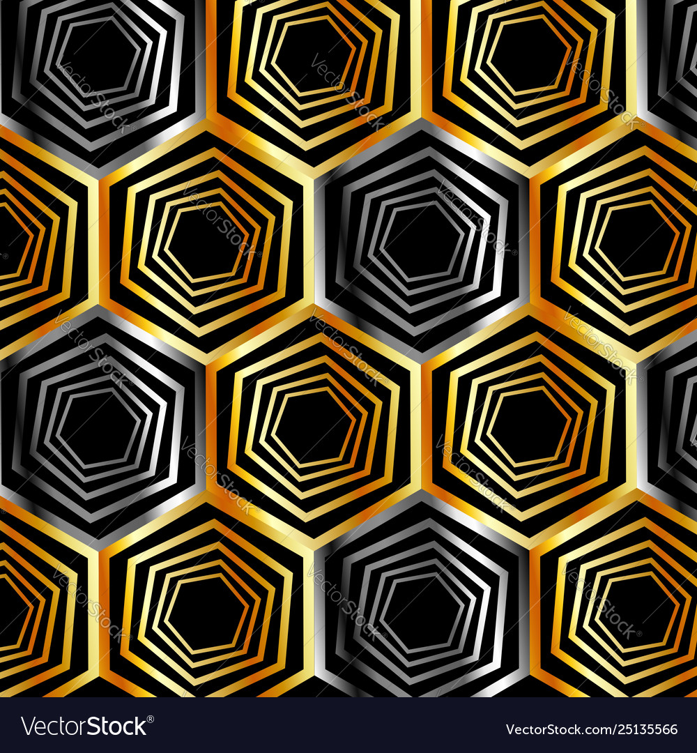 Golden Silver Hexagonal Pattern