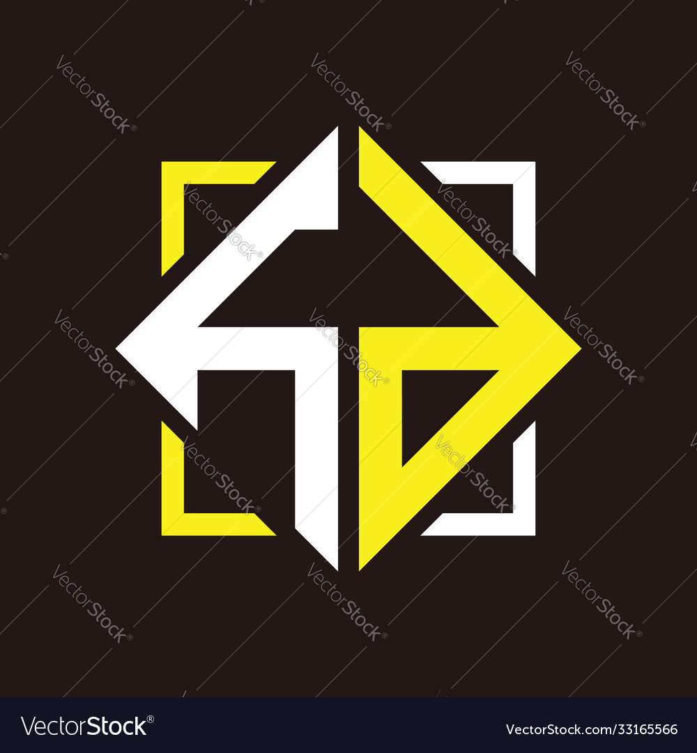 H d initials quadrangle monogram with square