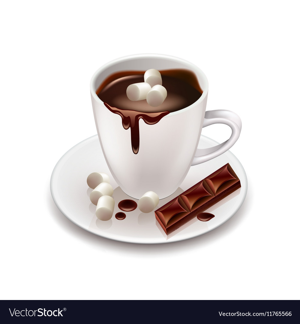 Hot chocolate drink isolated on white Royalty Free Vector