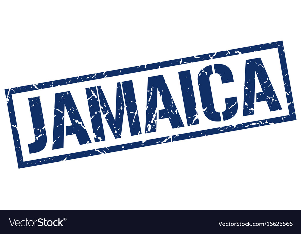 Jamaica blue square stamp Royalty Free Vector Image