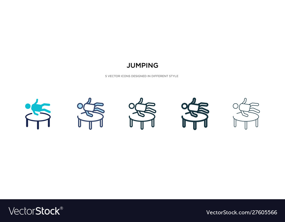 Jumping icon in different style two colored