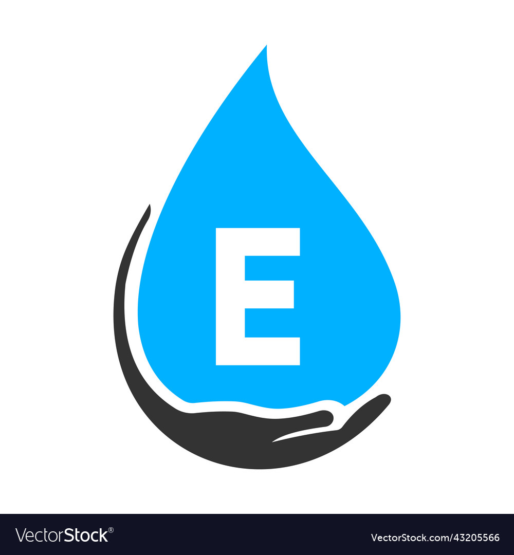 Letter e hand and water logo concept care