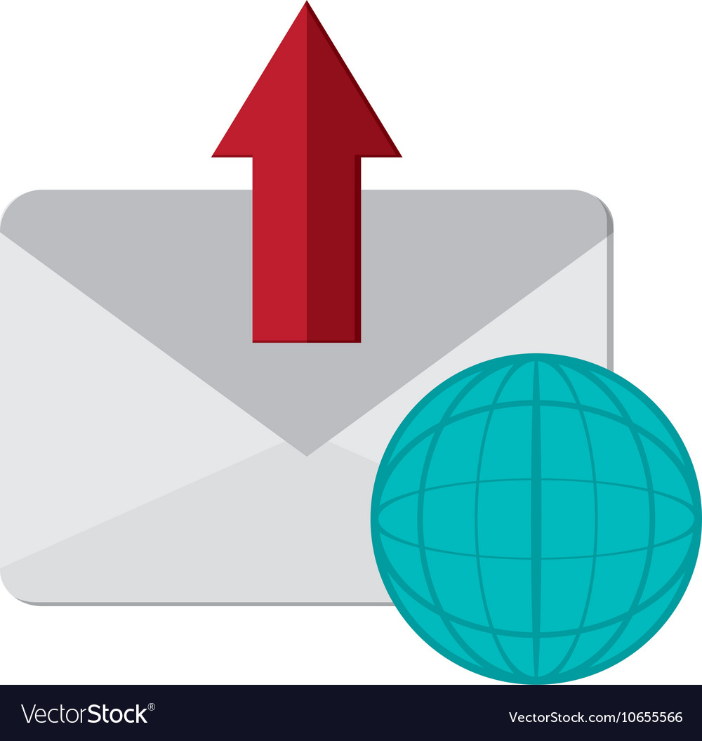 Message envelope and earth globe diagram icon