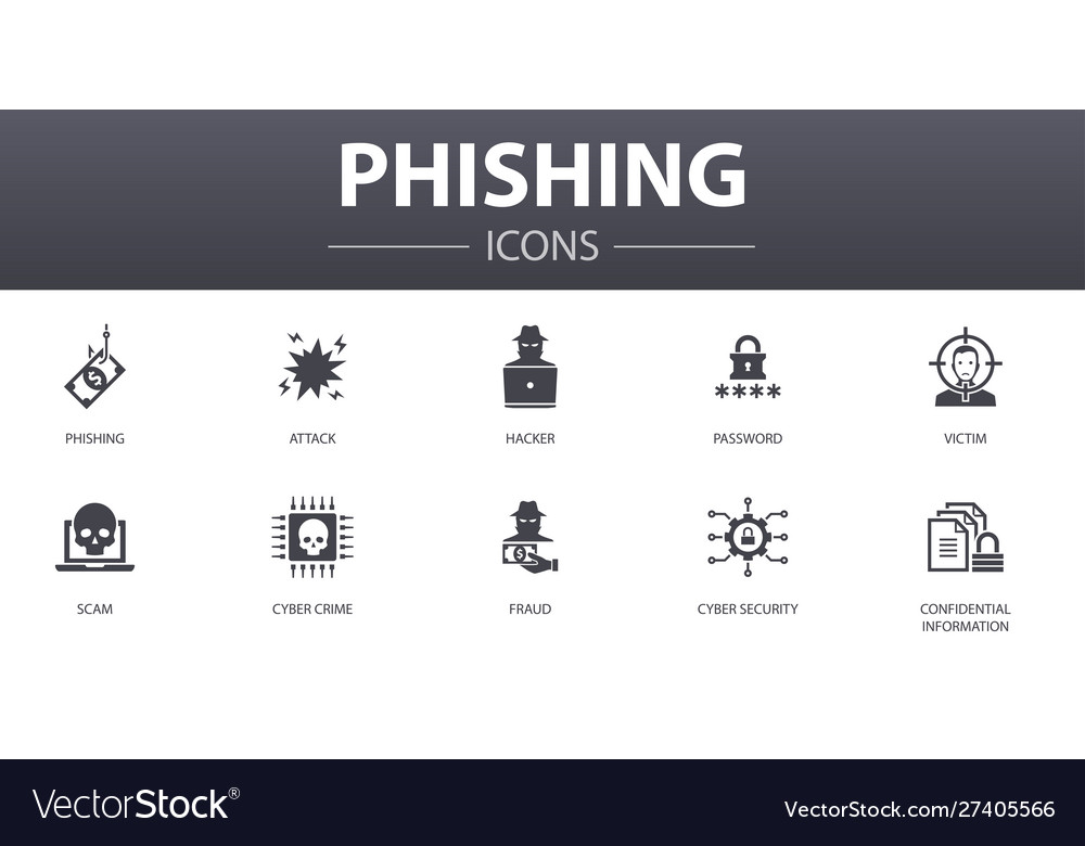 Phishing simple concept icons set contains