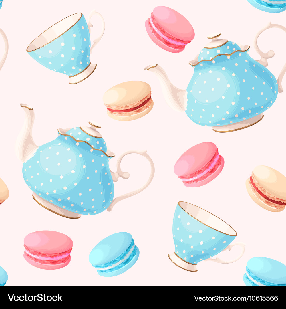 Seamless pattern with tea pots and cups Royalty Free Vector