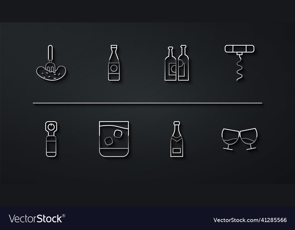 Set line pickled cucumber on a fork bottle opener vector image Set line pickled cucumber on a fork bottle opener