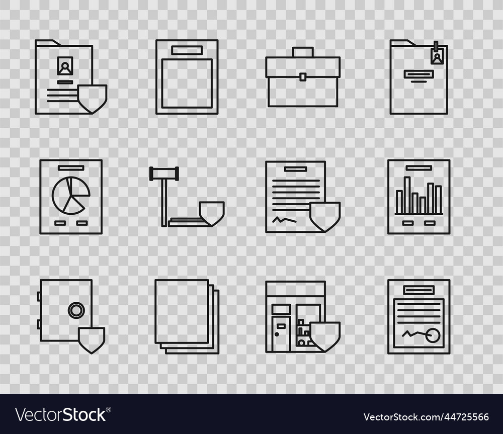Set line safe with shield filled form briefcase vector image Set line safe with shield filled form briefcase