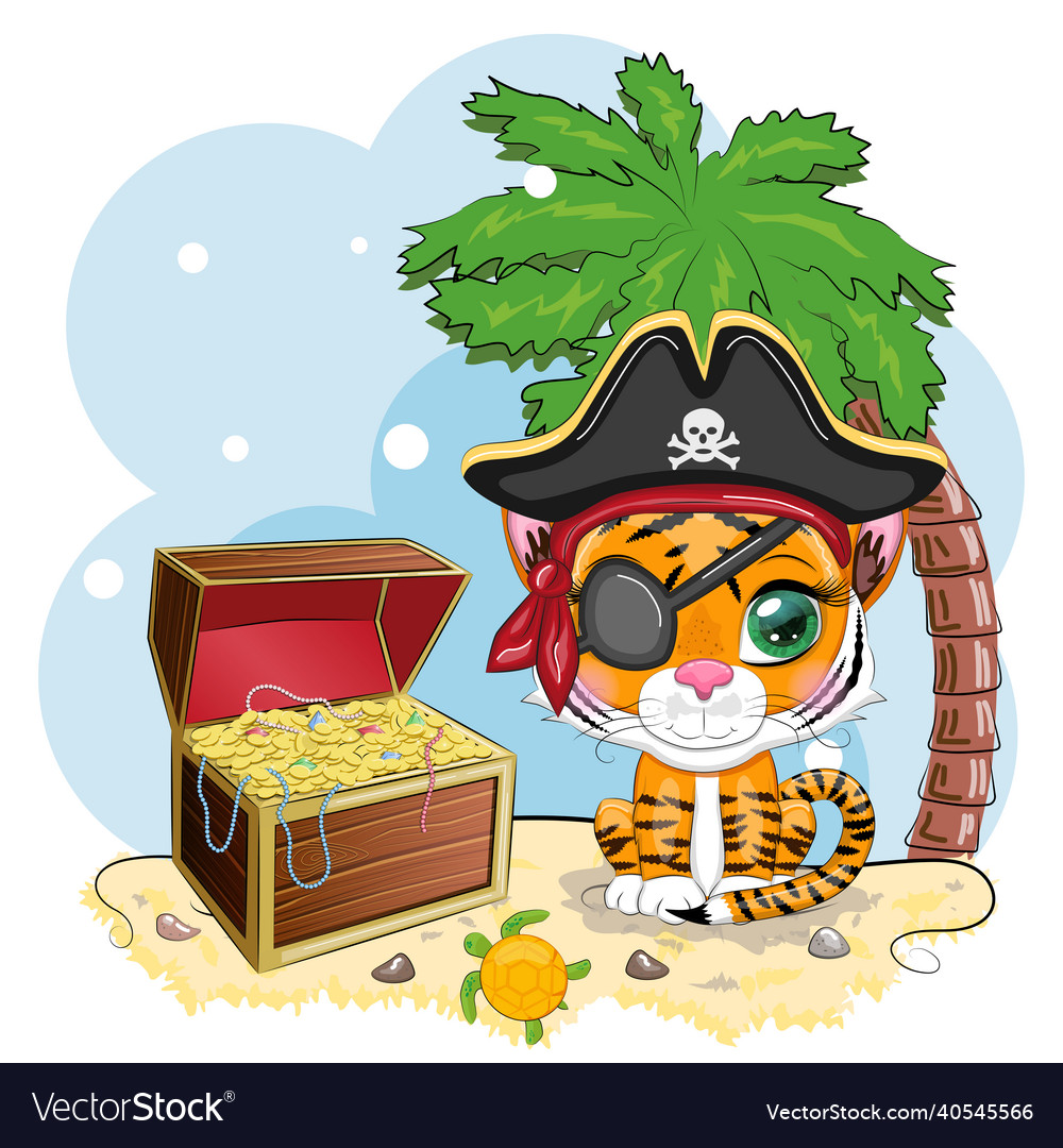 Tiger Pirate Cartoon Charakter des Spiels wild