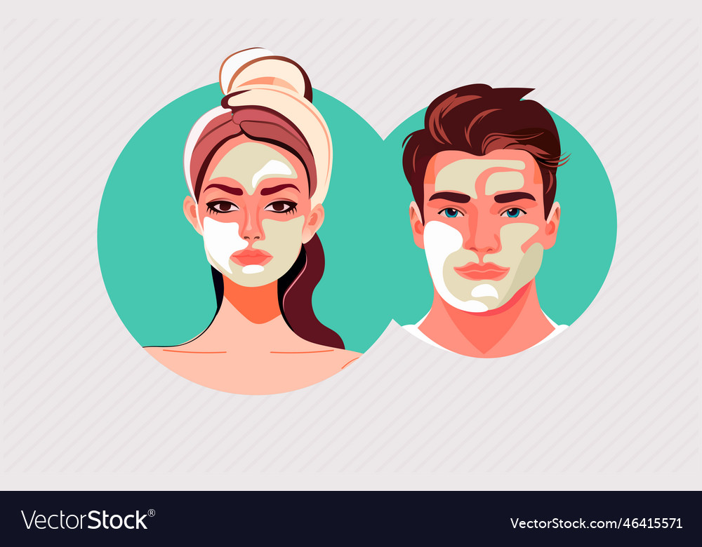 Beauty woman man couple with perfect makeup Vector Image