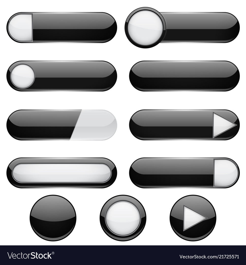 Black menu buttons 3d oval web icons
