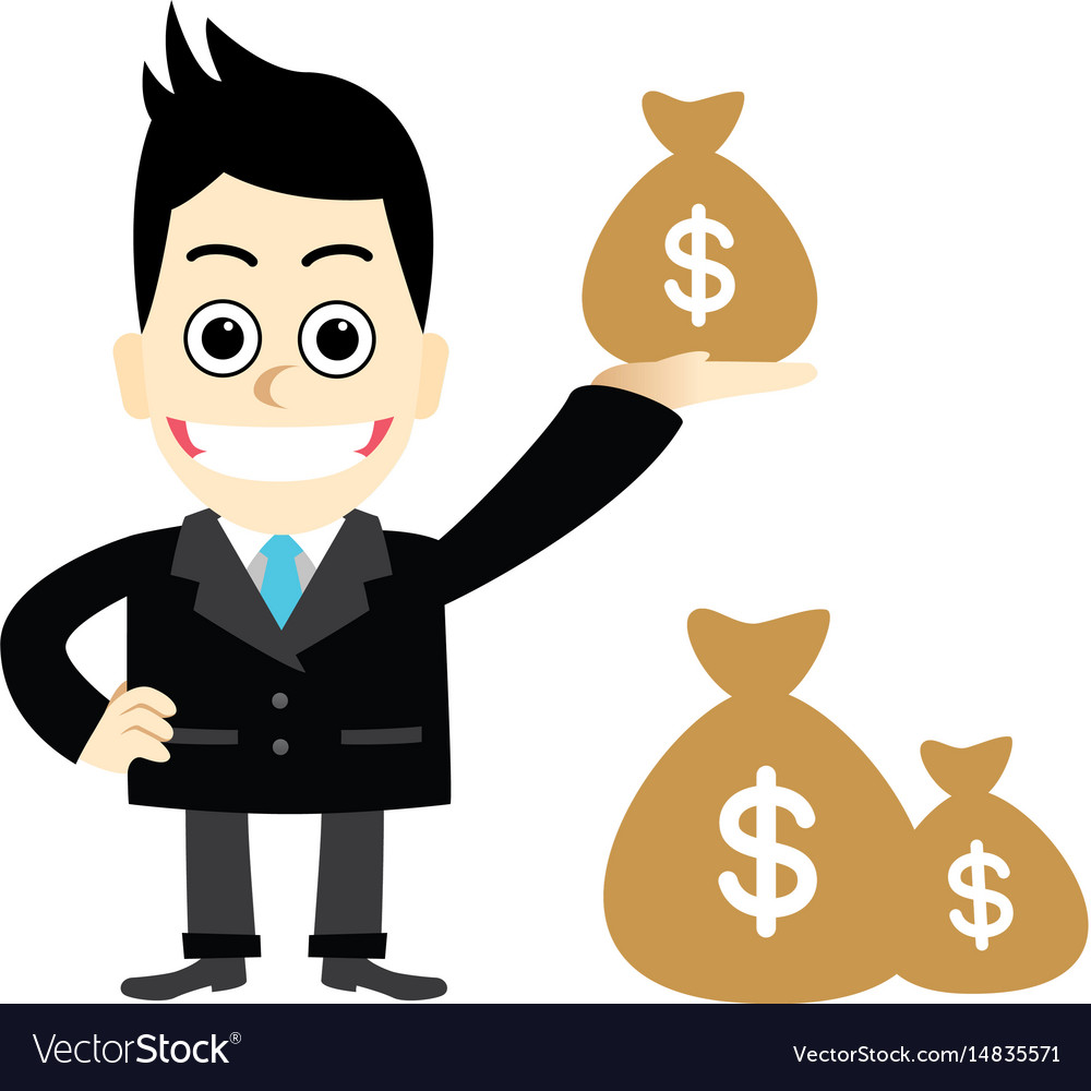 Businessman holding money bags Royalty Free Vector Image