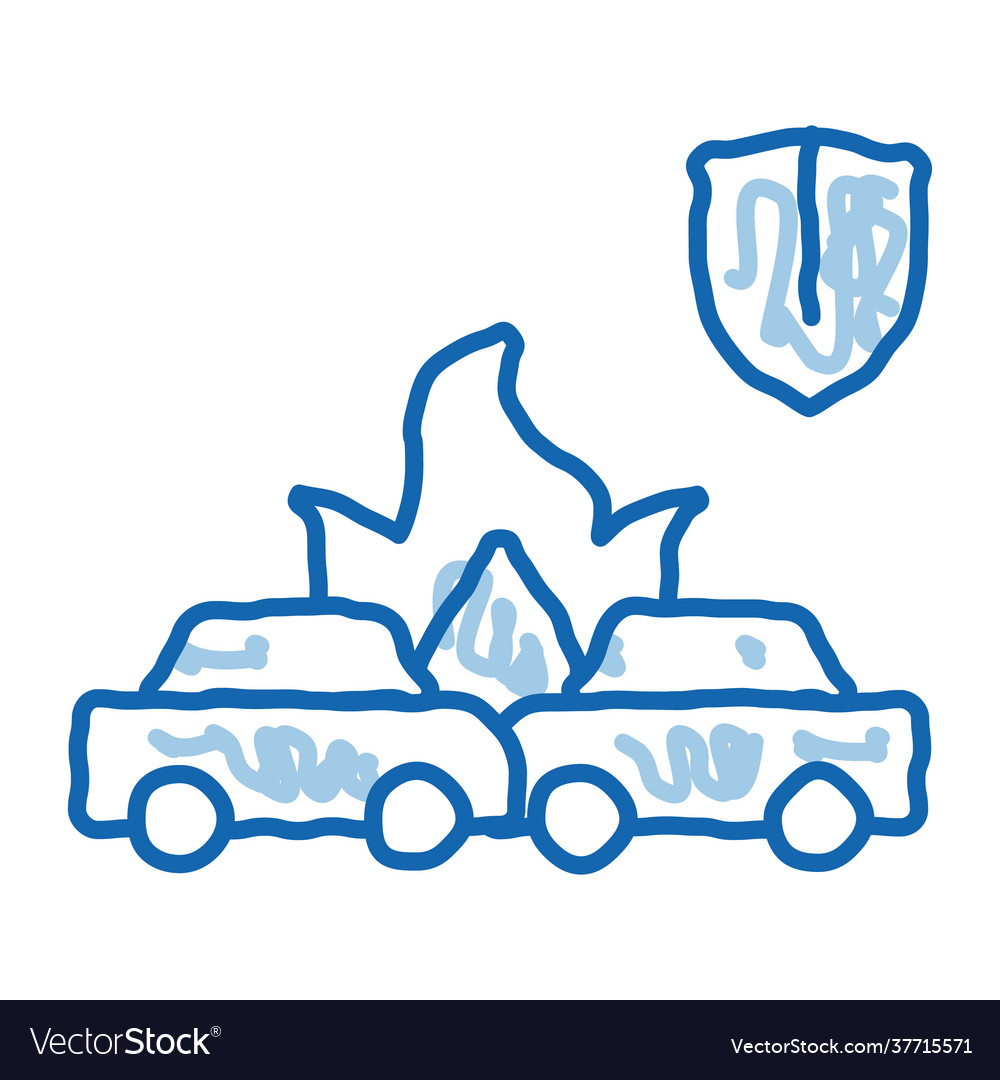 Car accident crash insurance doodle icon hand