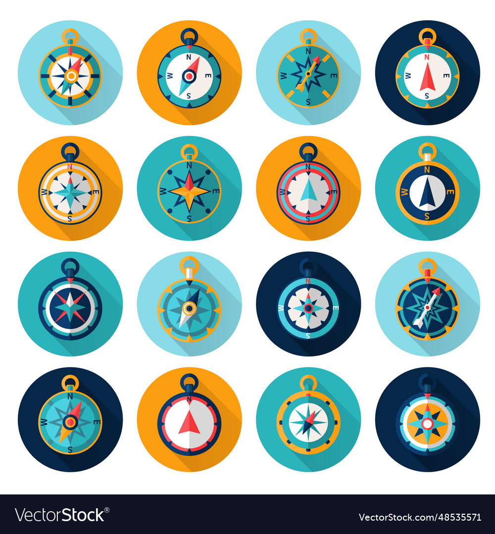 Compass icon flat Royalty Free Vector Image - VectorStock