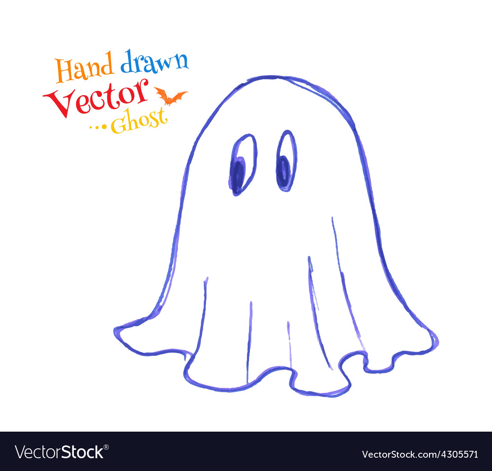 Felt pen childlike drawing cute ghost Royalty Free Vector