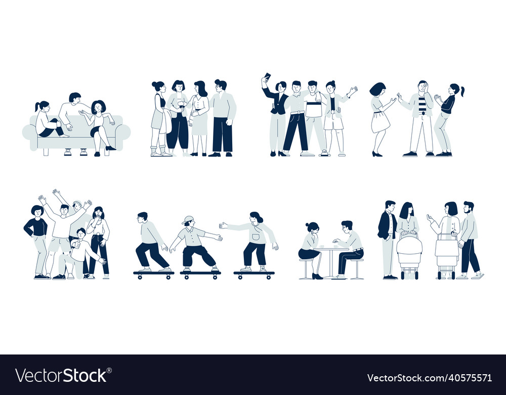 Friends spend time together home party Royalty Free Vector