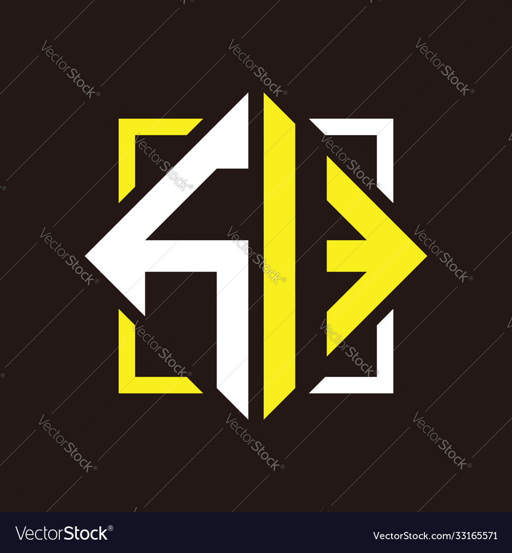 H i initials quadrangle monogram with square