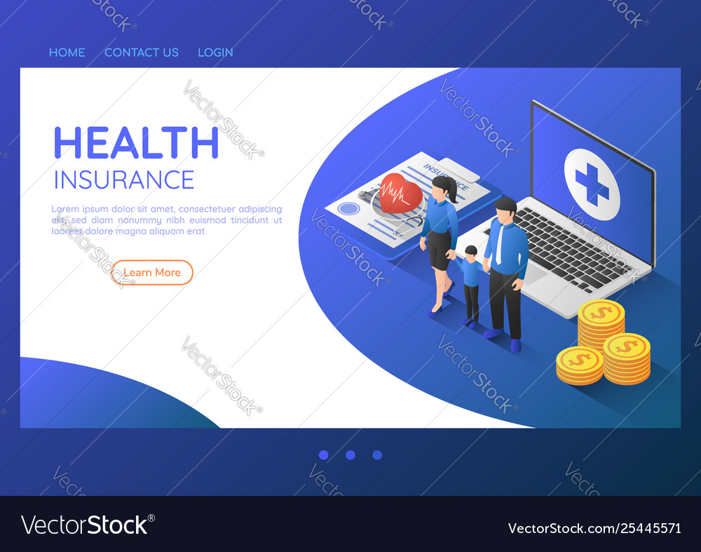 Isometric Web Banner Family Standing With Vector Image