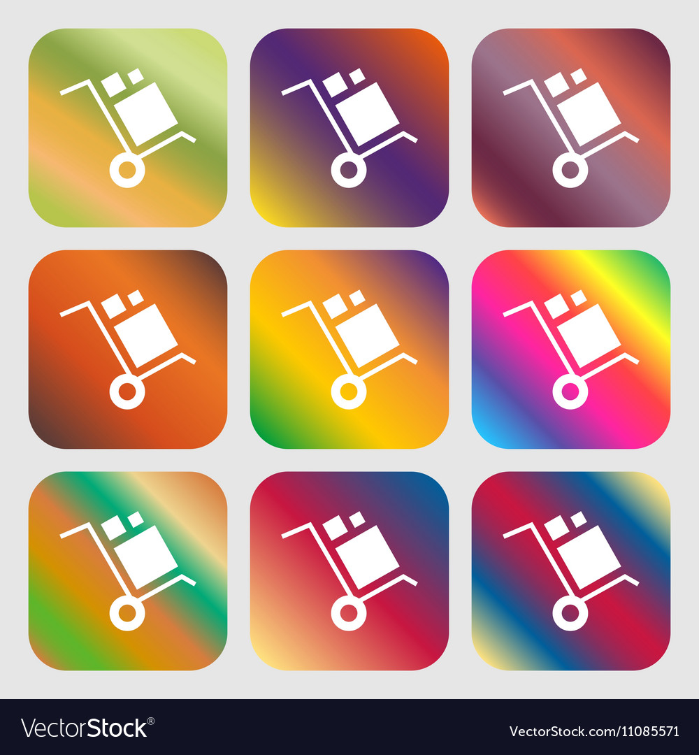 Loader icon nine buttons with bright gradients