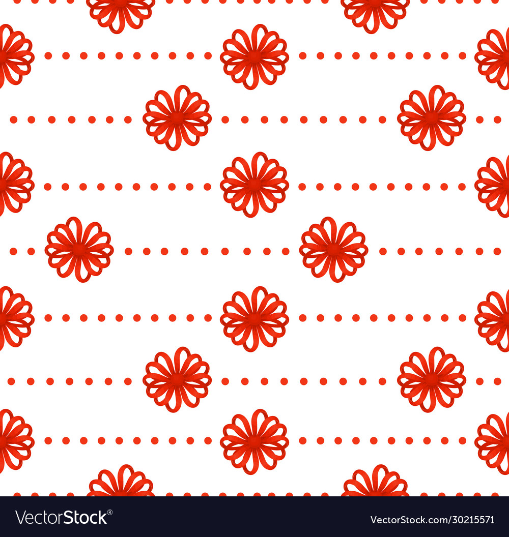 Seamless pattern red bows with dots vector image Seamless pattern red bows with dots