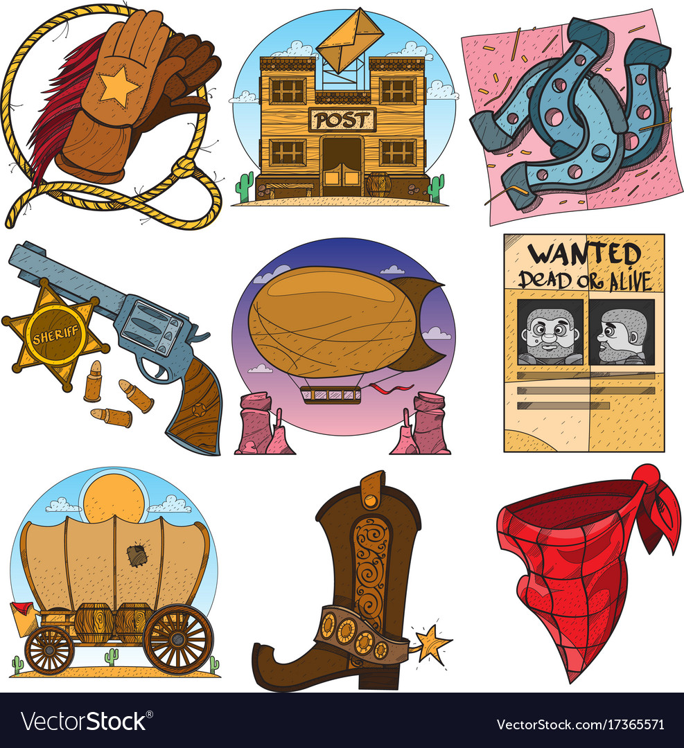Set of color on the theme wild west