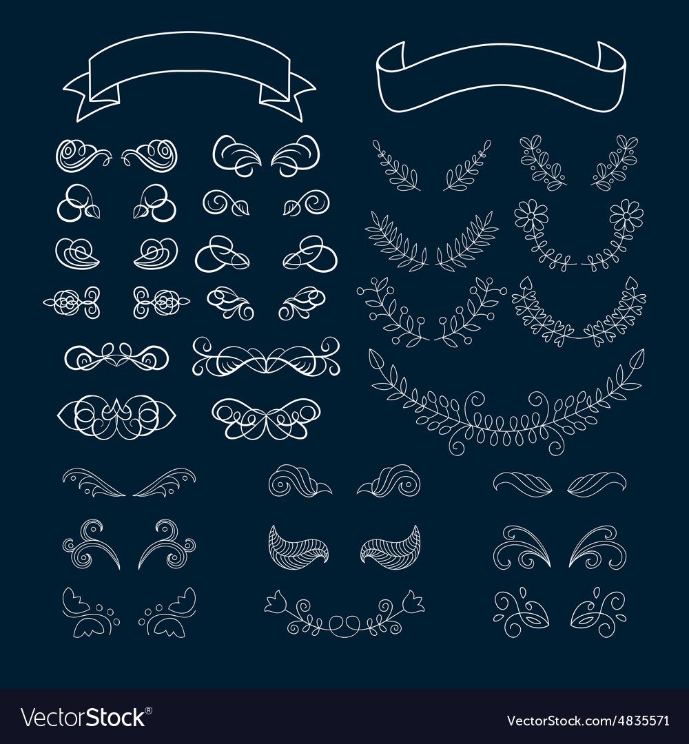Set of ribbons and design elements