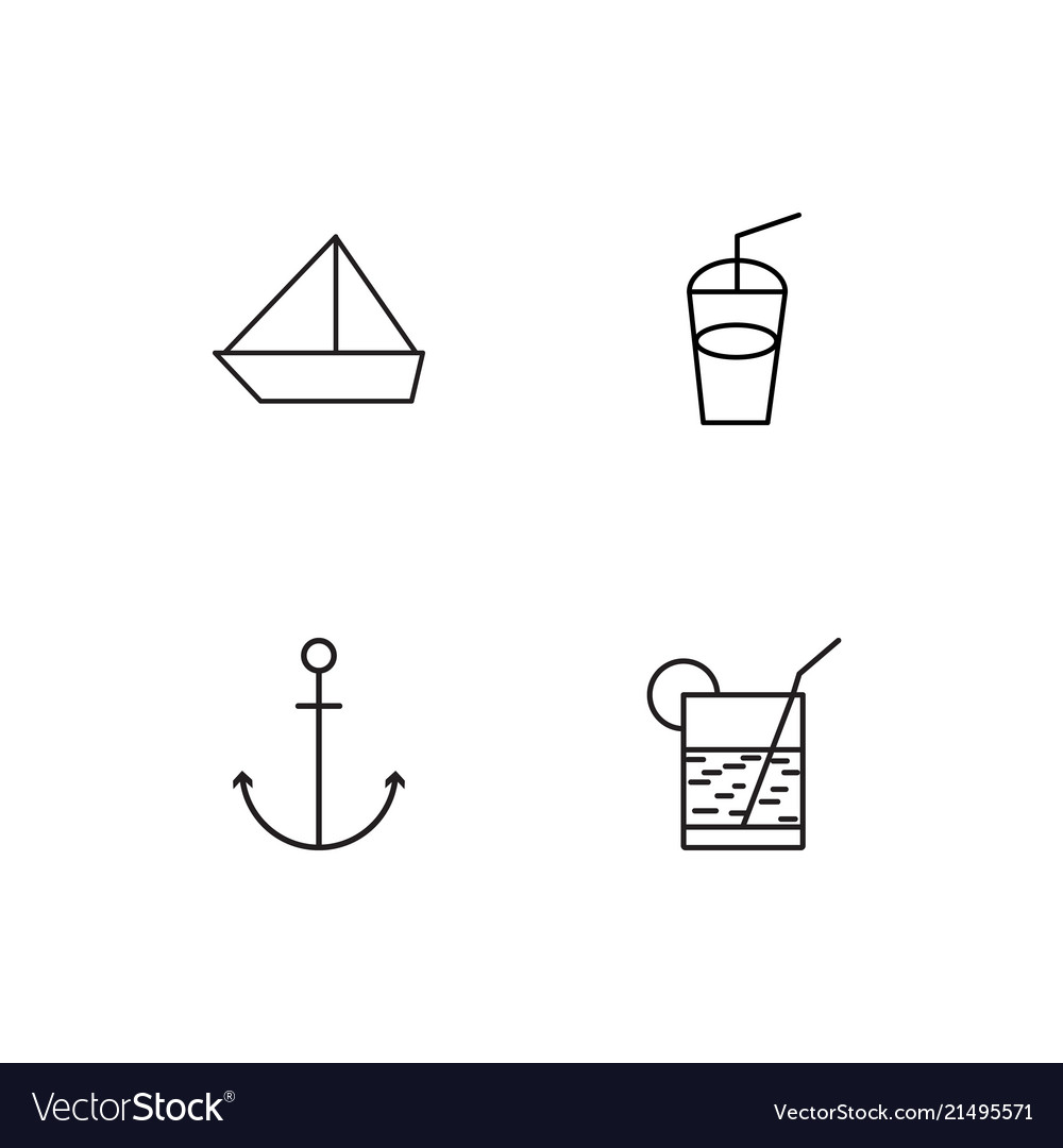 Summer linear icons set simple outline