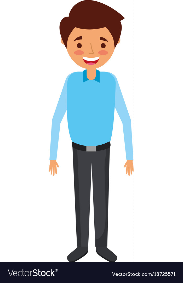 Young man happy smiling standing cartoon Vector Image