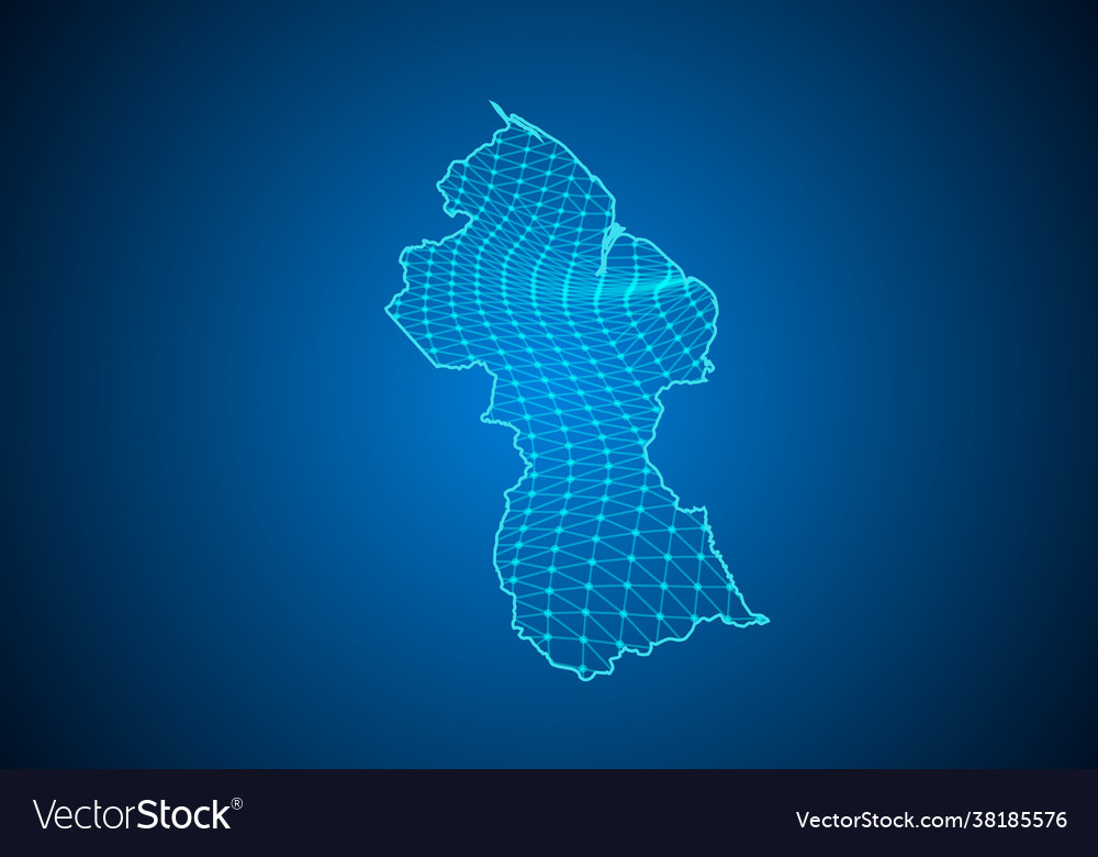 Abstract digital map guyana with particles vector image Abstract digital map guyana with particles