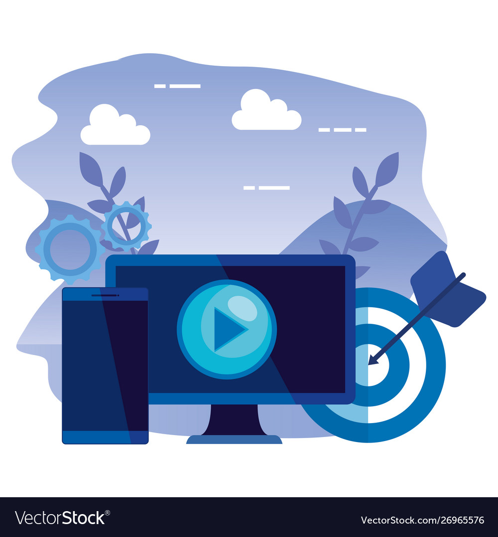 Desktop computer with target and smartphone