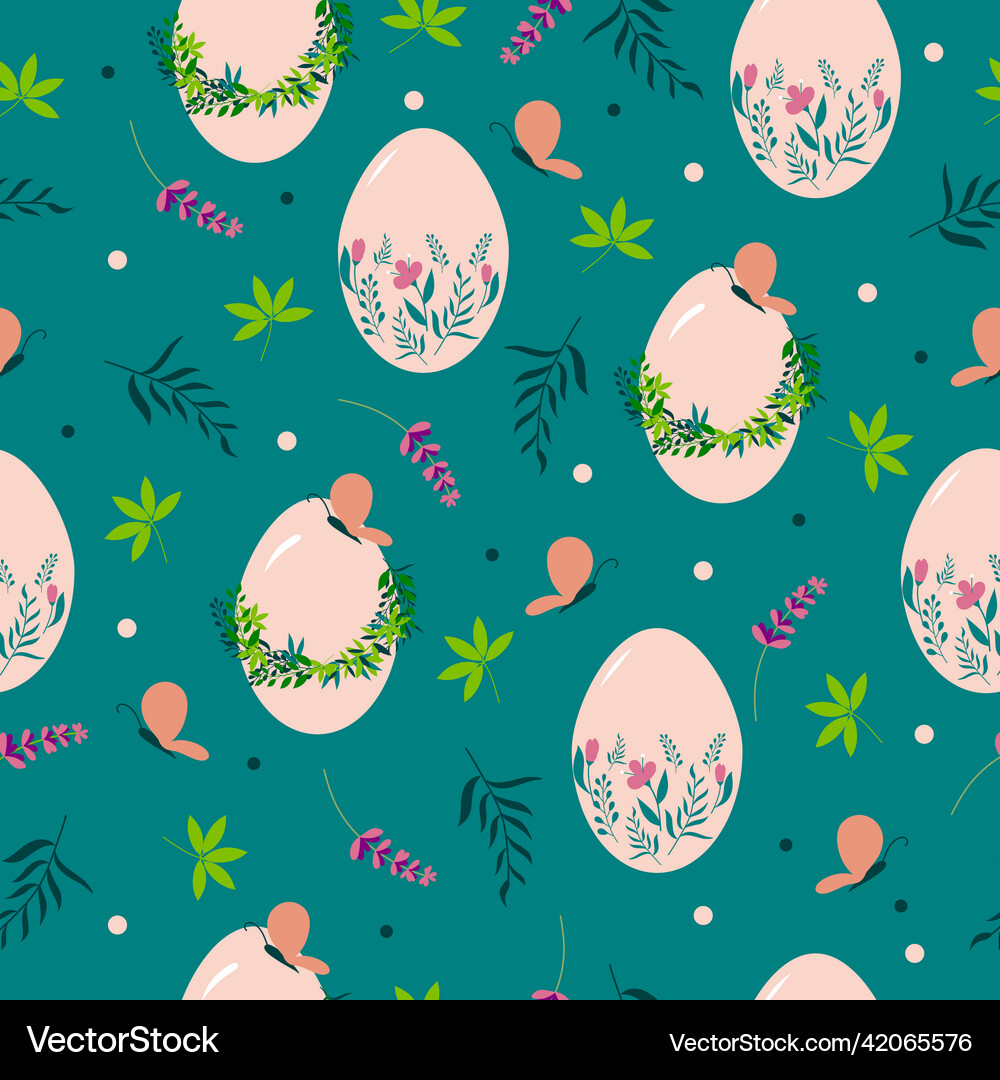 Easter seamless pattern with handdrawn eggs Vector Image