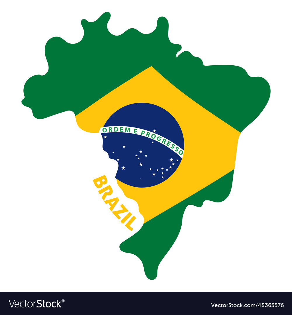 Isolated colored map of brazil with its flag Vector Image