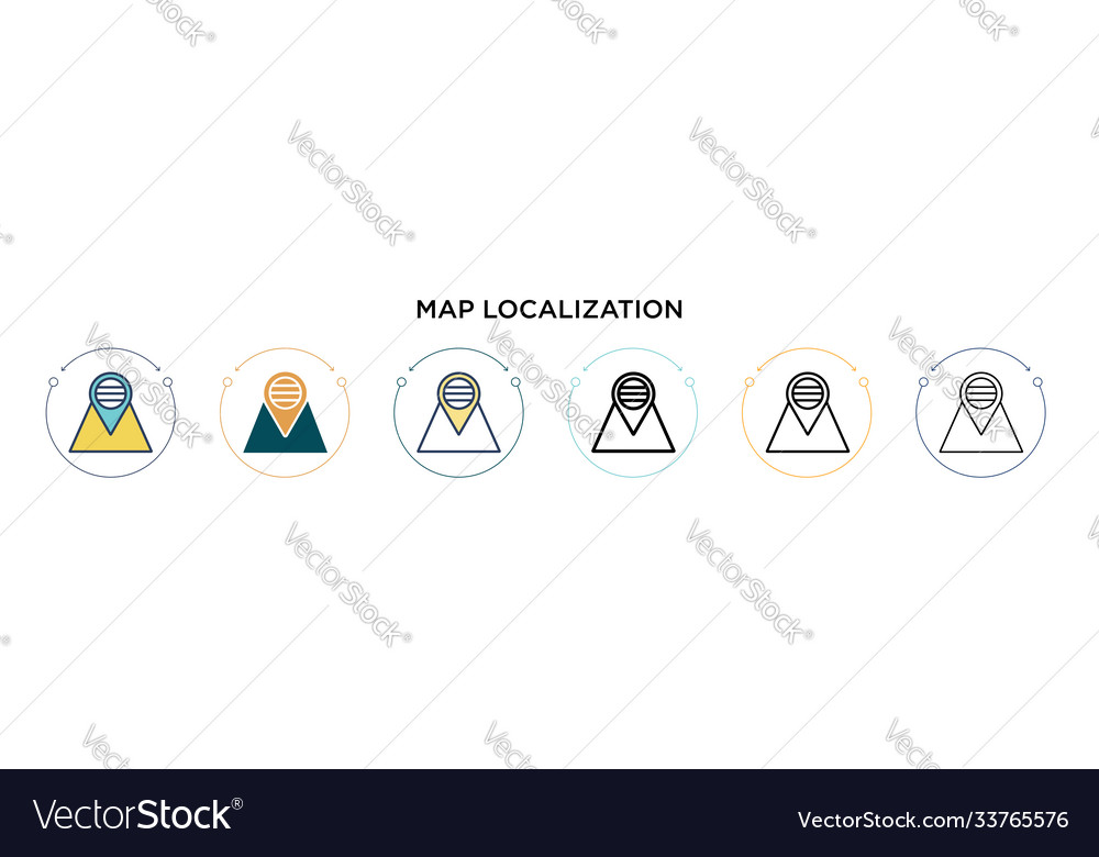 Map localization icon in filled thin line outline vector image Map localization icon in filled thin line outline
