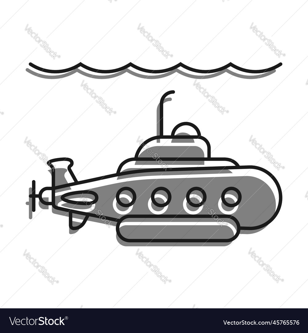 Scientific bathyscaphe submarine icon underwater