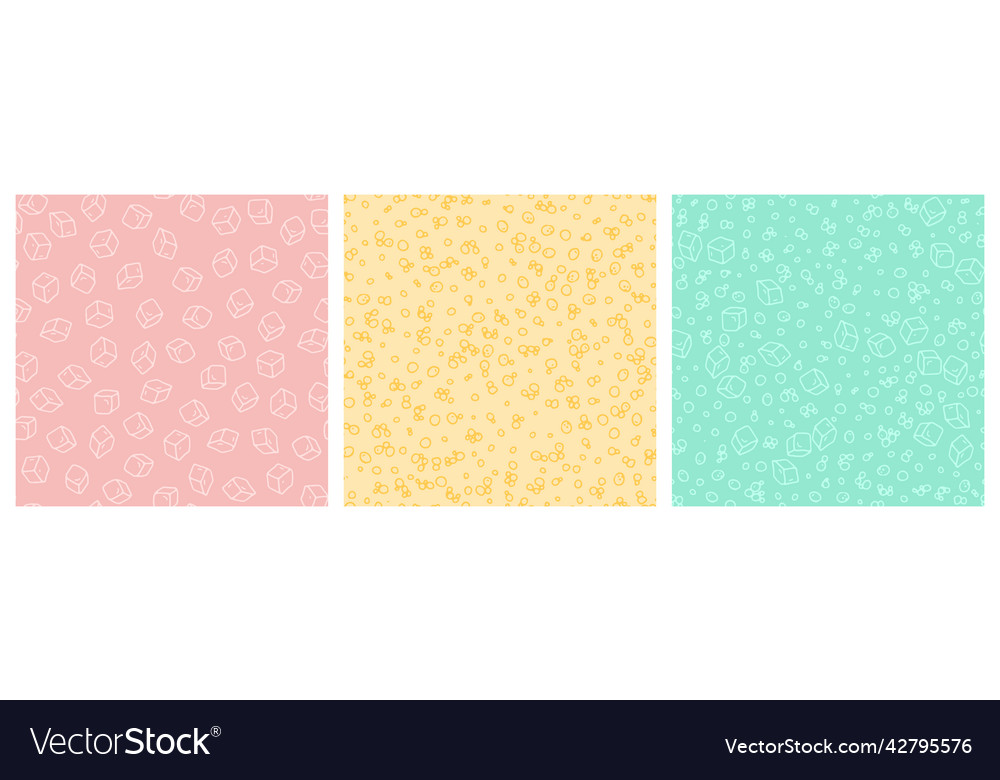 Seamless pattern set with hand drawn