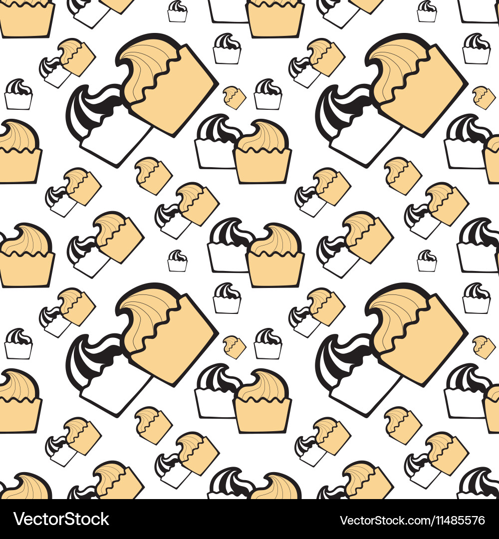 Seamless pattern with hand drawn cupcake Vector Image