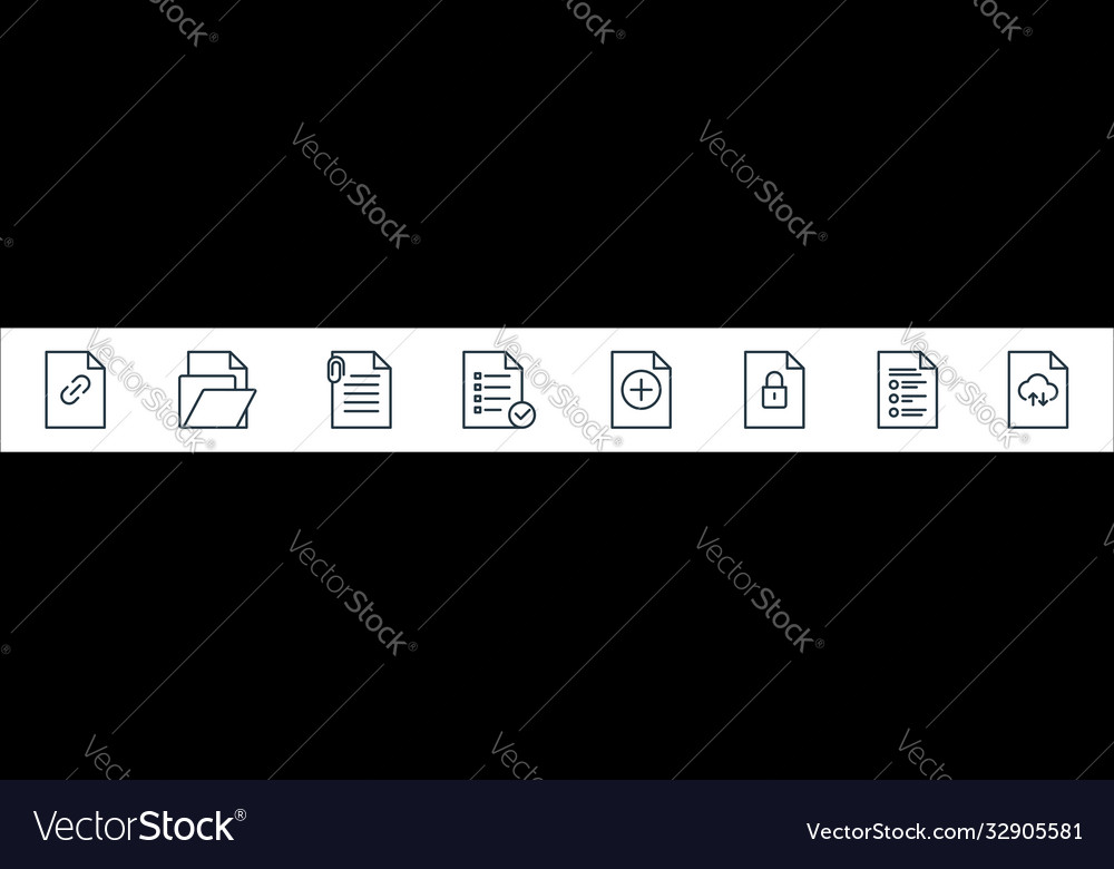 File and document outline line icons linear set vector image File and document outline line icons linear set