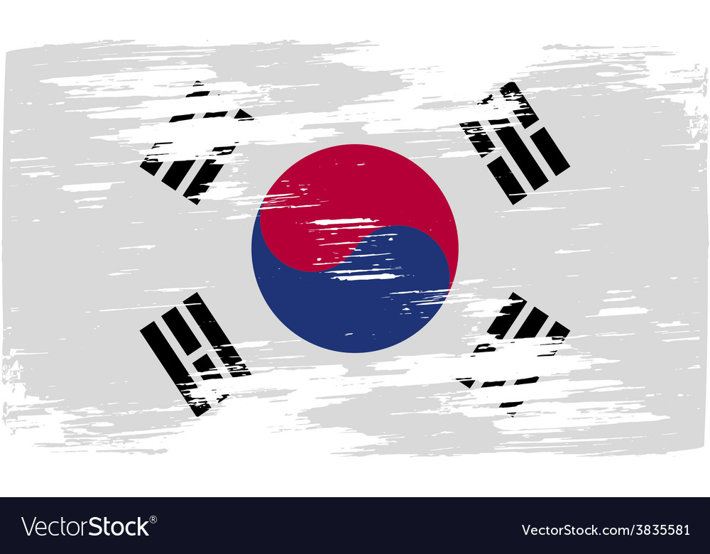 Flagge von Südkorea mit alter Textur