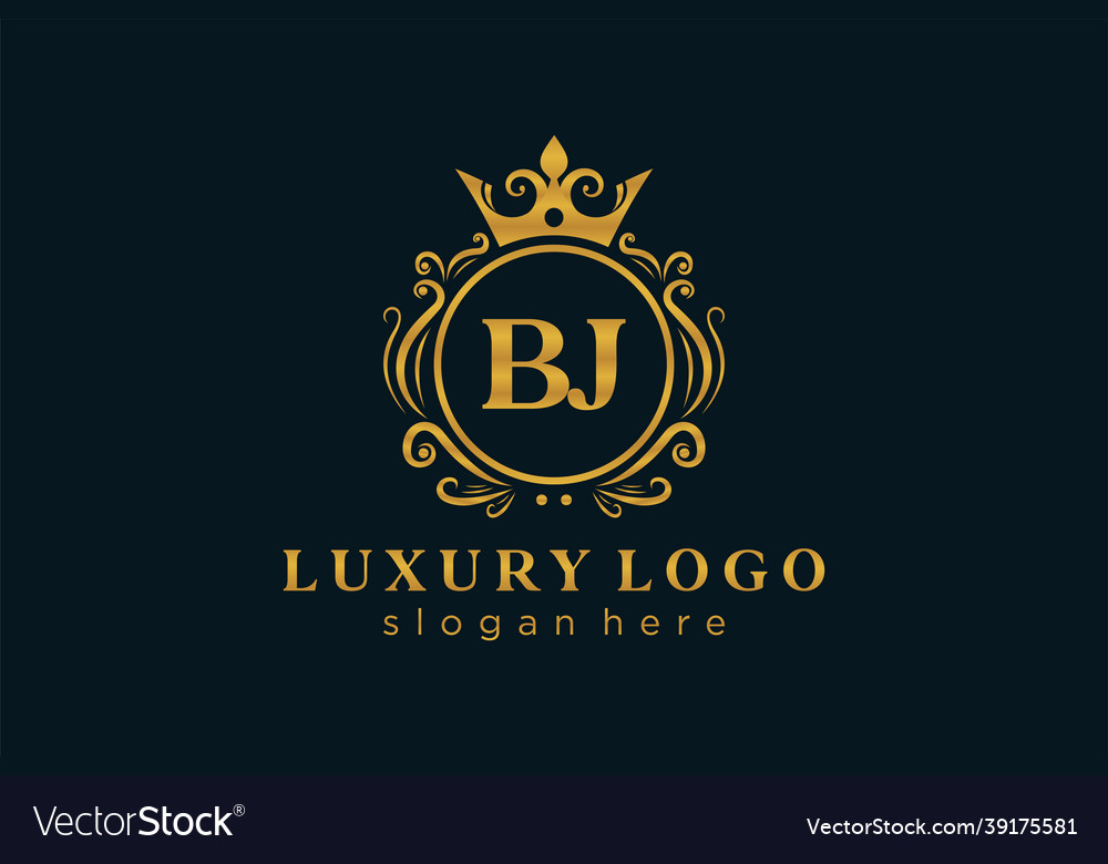 Initial bj letter royal luxury logo template Vector Image