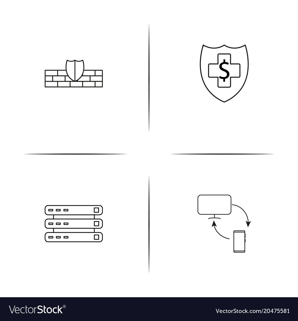 Internet security simple linear icons set