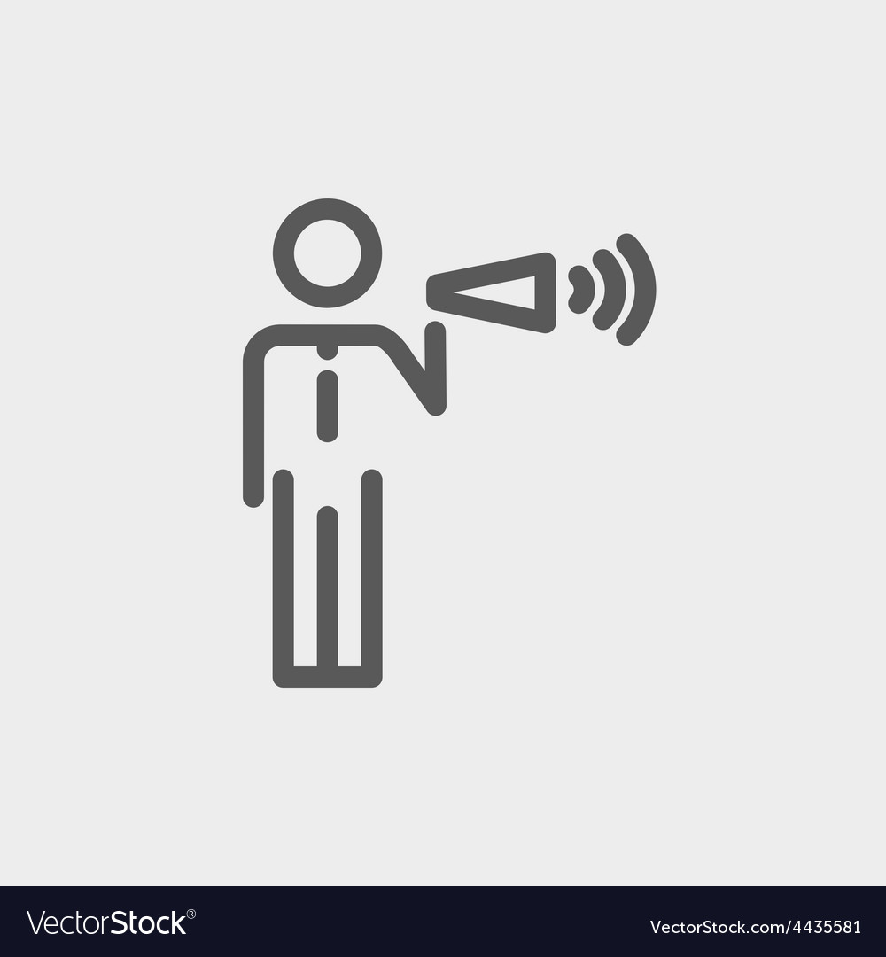 Man with megaphone thin line icon