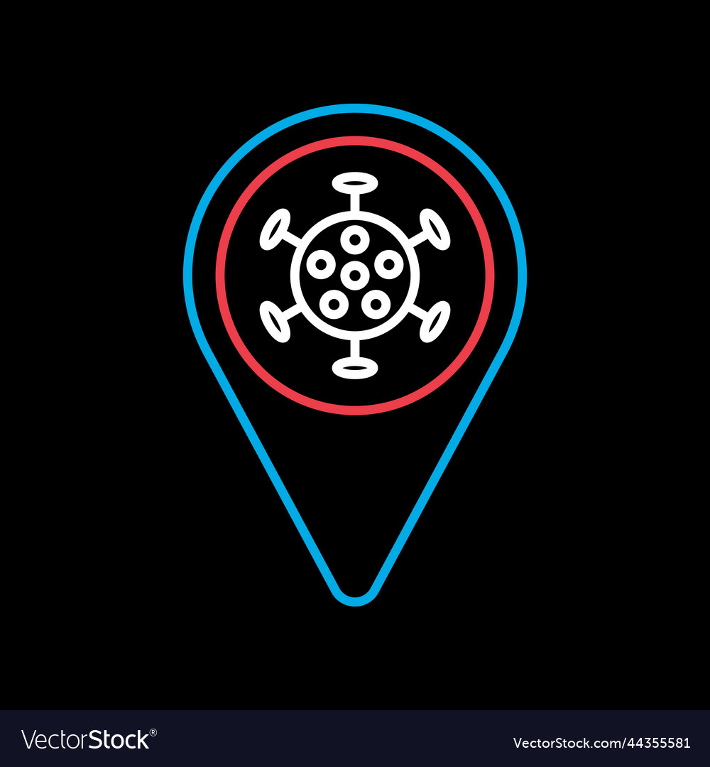 Map pointer pin and corona virus flat icon