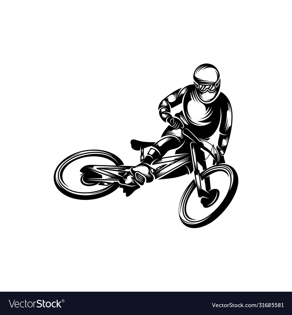 Mountain bike downhill logo players Royalty Free Vector