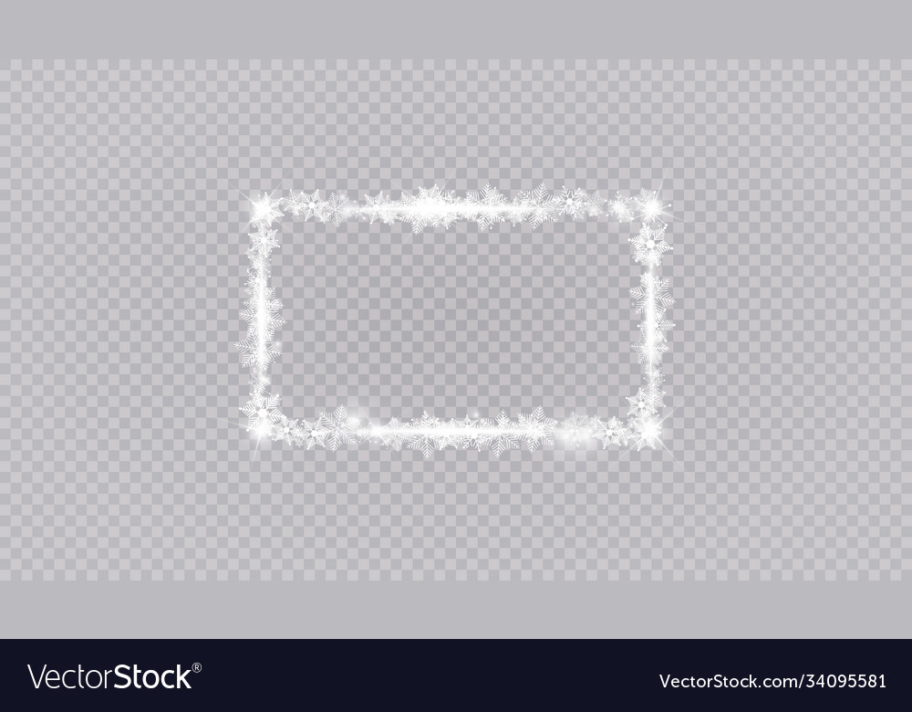 Rectangular winter snow frame border with stars vector image Rectangular winter snow frame border with stars