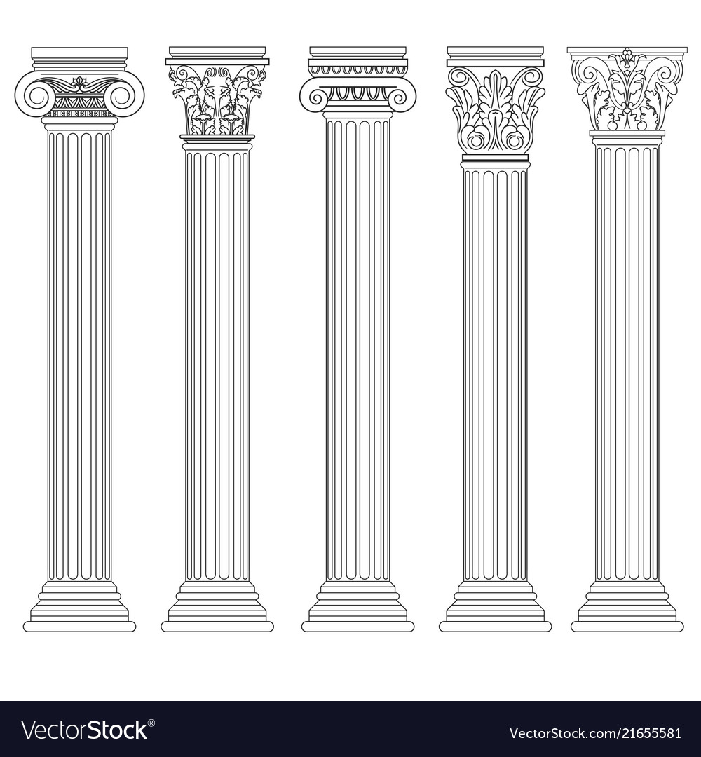 Roman Column Set Greek Pillar Ancient Royalty Free Vector