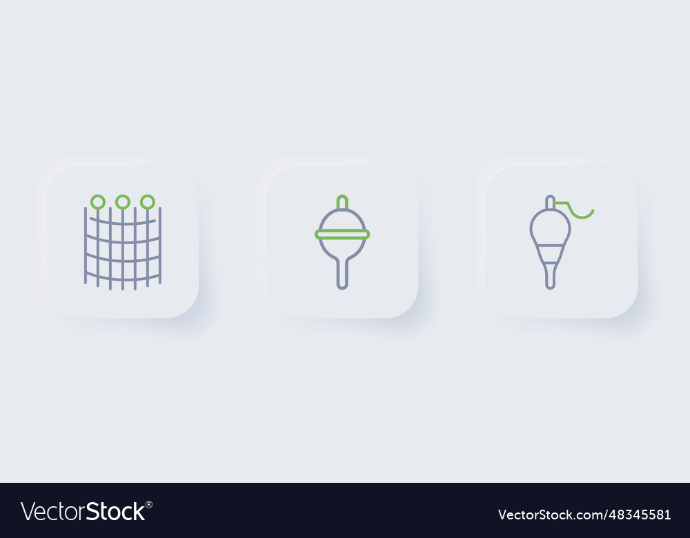 Set line fishing float and net pattern icon vector image Set line fishing float and net pattern icon