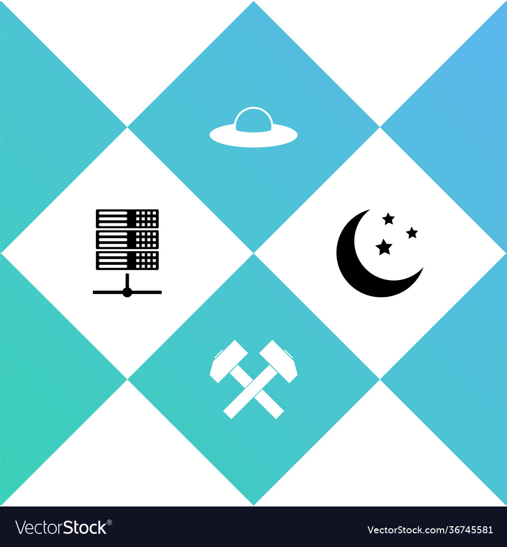 Set server data web hosting two crossed hammers vector image Set server data web hosting two crossed hammers